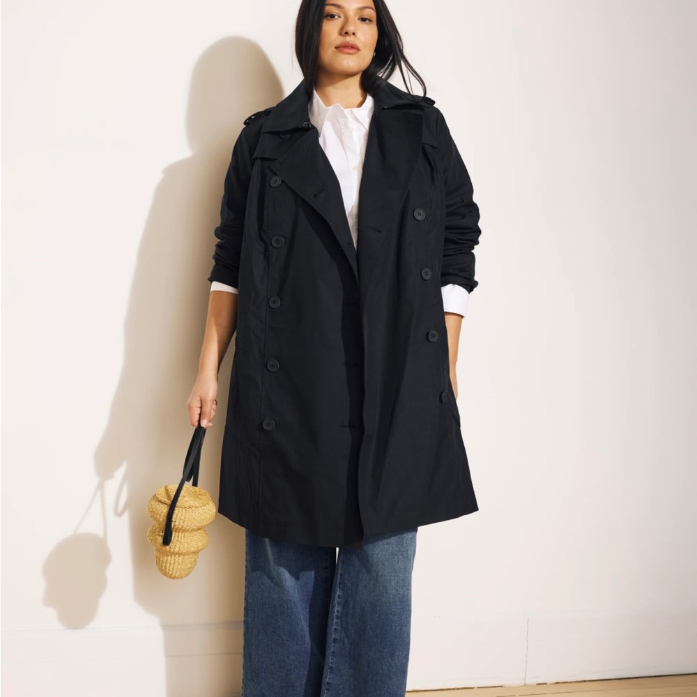 Universal Standard Black Derjon Trench Coat -Size Small